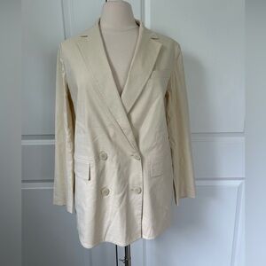 THEORY size 8 Good Linen PIAZZA Jacket Eco Crunch  Double Breasted